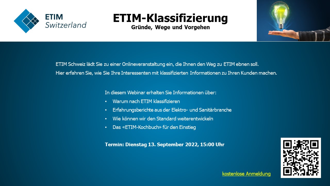 Einladung zur ETIM Informationsveranstaltung vom 13.09.2022 / 15:00h